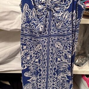 Tommy Bahama Blue and White Paisley Midi Dress